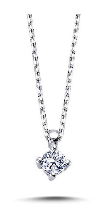 Lova Pırlanta 0.11 Karat Yuvarlak Kesim 14 Ayar Altın Tektaş 2030009 Pırlanta Kolye 42 Cm