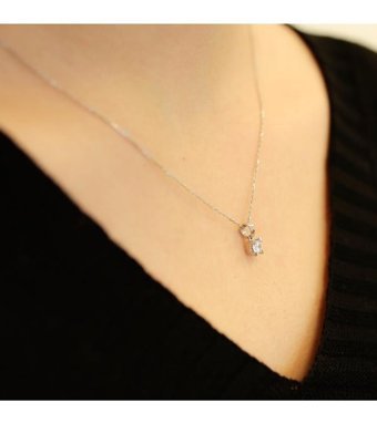 Lova Pırlanta 0.24 Karat Yuvarlak Kesim 14 Ayar Altın Tektaş 2070003 Pırlanta Kolye 42 Cm