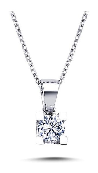 Lova Pırlanta 0.24 Karat Yuvarlak Kesim 14 Ayar Altın Tektaş 2070003 Pırlanta Kolye 42 Cm