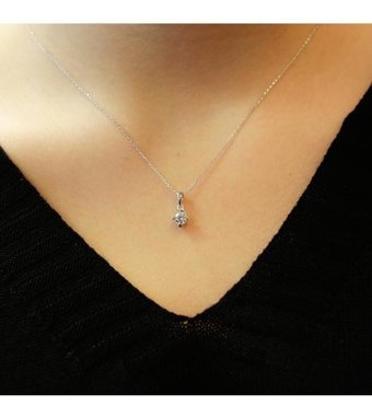 Lova Pırlanta 0.31 Karat Yuvarlak Kesim 14 Ayar Altın Tektaş 2010013 Pırlanta Kolye 42 Cm