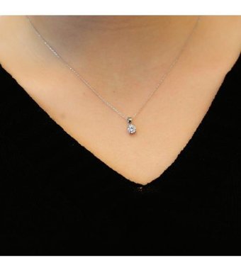 Lova Pırlanta 0.46 Karat Yuvarlak Kesim 14 Ayar Altın Tektaş 2070010 Pırlanta Kolye 42 Cm