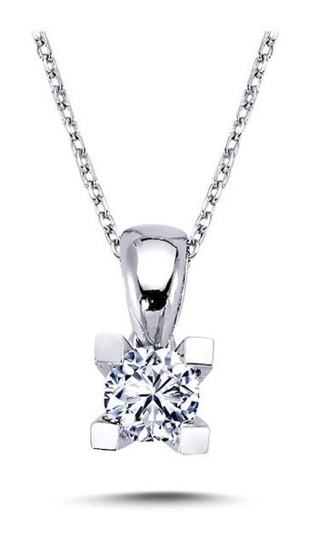 Lova Pırlanta 0.35 Karat Yuvarlak Kesim 14 Ayar Altın Tektaş 2040003 Pırlanta Kolye 42 Cm