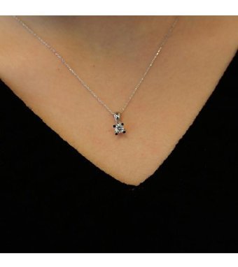 Lova Pırlanta 0.35 Karat Yuvarlak Kesim 14 Ayar Altın Tektaş 2040003 Pırlanta Kolye 42 Cm