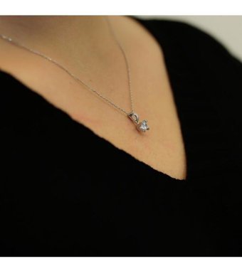 Lova Pırlanta 0.35 Karat Yuvarlak Kesim 14 Ayar Altın Tektaş 2040003 Pırlanta Kolye 42 Cm