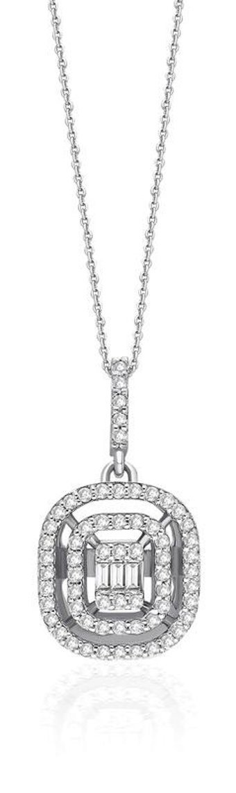 Bagetelli 0.30 Karat Baget Kesim 8 Ayar Altın Pırlanta Kolye 42 Cm