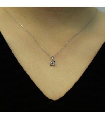 Lova Pırlanta 0.23 Karat Yuvarlak Kesim 14 Ayar Altın Tektaş 2010006 Pırlanta Kolye 42 Cm