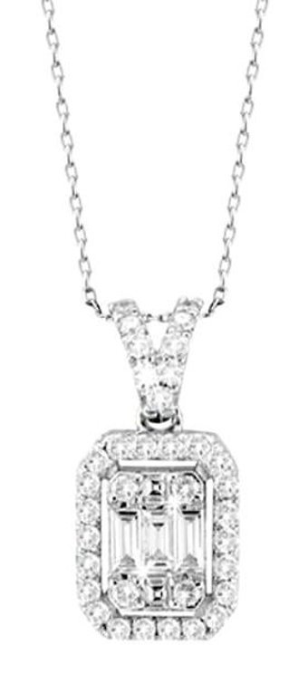 Lilarote 0.32 Karat Baget Kesim 14 Ayar Altın Tektaş Pırlanta Kolye 45 Cm