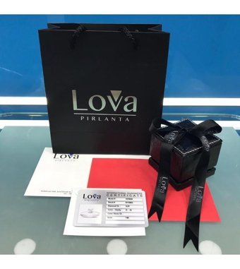 Lova Pırlanta 0.13 Karat Yuvarlak Kesim 14 Ayar Altın Tektaş 2010001 Pırlanta Kolye 42 Cm