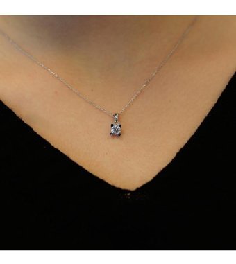 Lova Pırlanta 0.40 Karat Yuvarlak Kesim 14 Ayar Altın Tektaş 2010011 Pırlanta Kolye 42 Cm