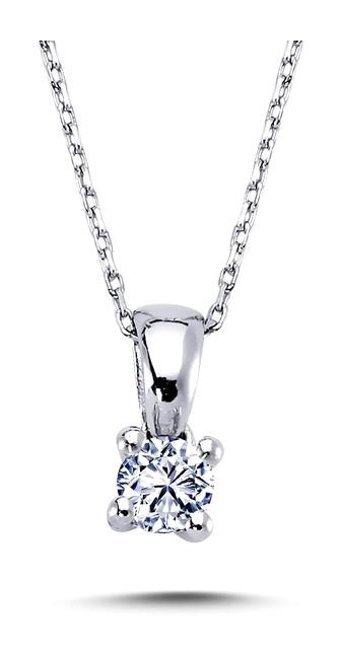 Lova Pırlanta 0.21 Karat Yuvarlak Kesim 14 Ayar Altın Tektaş 2040009 Pırlanta Kolye 42 Cm