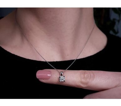 Sirius Pırlanta 0.42 Karat Yuvarlak Kesim 14 Ayar Altın Tektaş Pırlanta Kolye 42 Cm