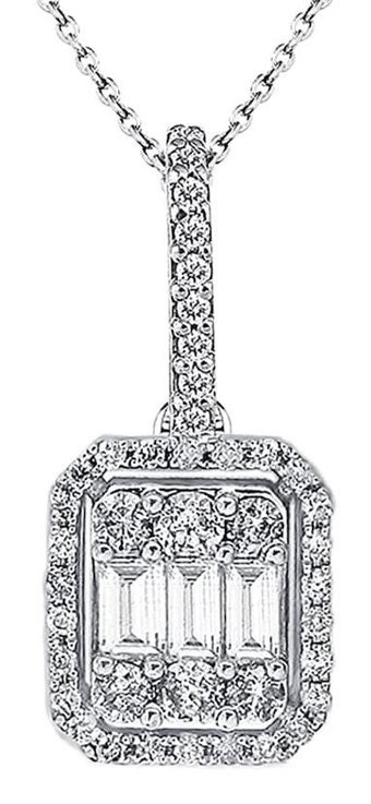 Lilarote 0.60 Karat Baget Kesim 14 Ayar Altın Tektaş Pırlanta Kolye 45 Cm