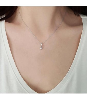 Sirius Pırlanta 0.10 Karat Yuvarlak Kesim 14 Ayar Altın Tektaş Pırlanta Kolye 42 Cm