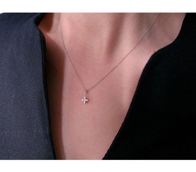 Sirius Pırlanta 0.05 Karat Yuvarlak Kesim 8 Ayar Altın Tektaş Pırlanta Kolye 42 Cm
