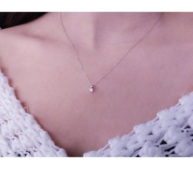Sirius Pırlanta 0.12 Karat Yuvarlak Kesim 14 Ayar Altın Tektaş Pırlanta Kolye 42 Cm