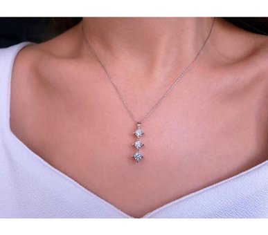 Sirius Pırlanta 0.96 Karat Yuvarlak Kesim 14 Ayar Altın Pırlanta Kolye 42 Cm