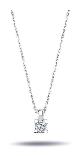 Lova Pırlanta 0.16 Karat Yuvarlak Kesim 14 Ayar Altın Tektaş 2040001 Pırlanta Kolye 42 Cm