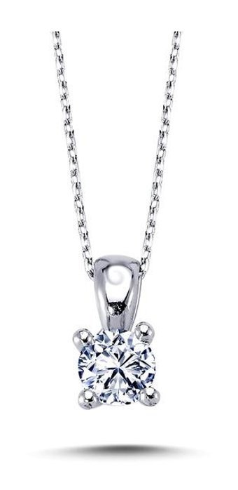 Lova Pırlanta 0.51 Karat Yuvarlak Kesim 14 Ayar Altın Tektaş Pırlanta Kolye 42 Cm