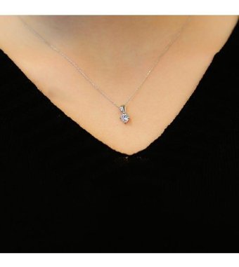 Lova Pırlanta 0.51 Karat Yuvarlak Kesim 14 Ayar Altın Tektaş Pırlanta Kolye 42 Cm