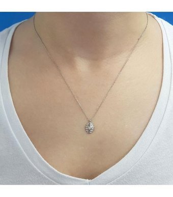 Lova Pırlanta 0.05 Karat Yuvarlak Kesim 14 Ayar Altın Tektaş 2060019 Pırlanta Kolye 42 Cm