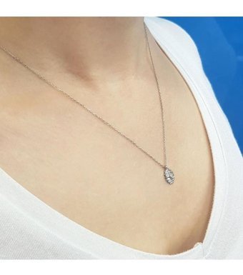 Lova Pırlanta 0.05 Karat Yuvarlak Kesim 14 Ayar Altın Tektaş 2060019 Pırlanta Kolye 42 Cm