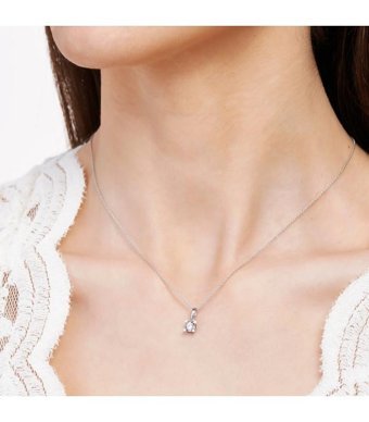 Altınbaş 0.14 Karat Yuvarlak Kesim 8 Ayar Altın Tektaş Pırlanta Kolye 40 Cm