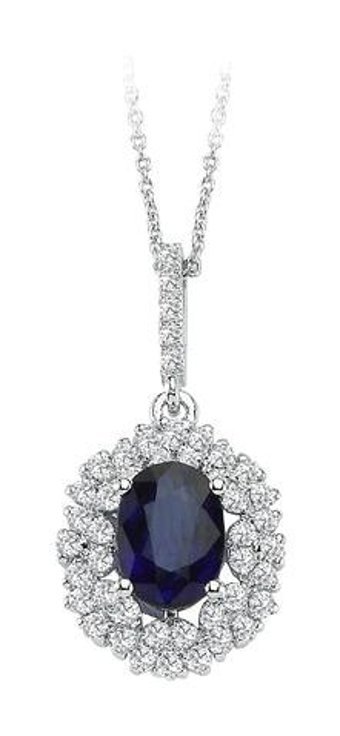 Sirius Pırlanta 0.37 Karat Yuvarlak Kesim Safir Taşlı 14 Ayar Altın Pırlanta Kolye 42 Cm
