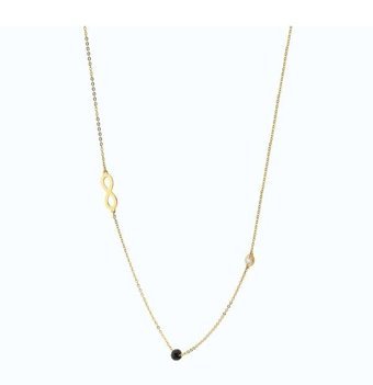 Altınbaş 0.02 Karat Yuvarlak Kesim 14 Ayar Altın Sonsuzluk Pırlanta Kolye 40 Cm