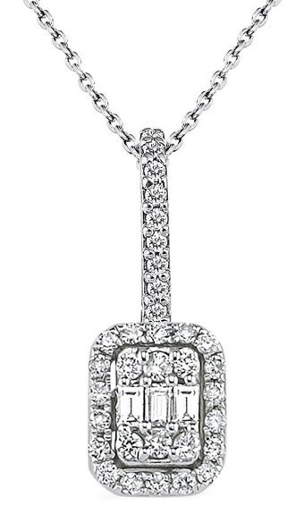 Lilarote 0.22 Karat Baget Kesim 14 Ayar Altın Tektaş Pırlanta Kolye 45 Cm