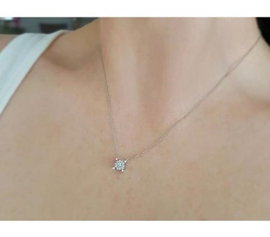 Sirius Pırlanta 0.50 Karat Yuvarlak Kesim 8 Ayar Altın Tektaş Pırlanta Kolye 42 Cm
