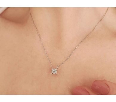 Sirius Pırlanta 0.50 Karat Yuvarlak Kesim 8 Ayar Altın Tektaş Pırlanta Kolye 42 Cm