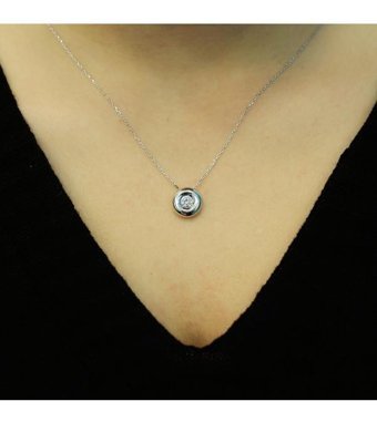Lova Pırlanta 0.30 Karat Yuvarlak Kesim 14 Ayar Altın Tektaş 2060003 Pırlanta Kolye 42 Cm