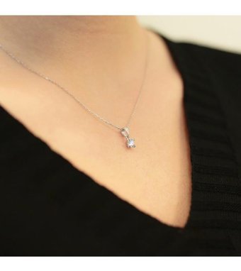 Lova Pırlanta 0.12 Karat Yuvarlak Kesim 14 Ayar Altın Tektaş 2010005 Pırlanta Kolye 42 Cm