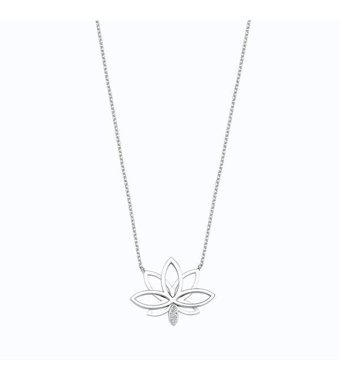 Altınbaş 0.01 Karat Yuvarlak Kesim 8 Ayar Altın Lotus Pırlanta Kolye 40 Cm