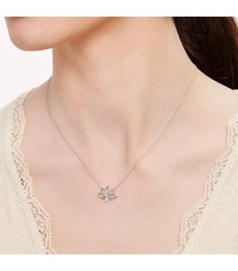 Altınbaş 0.01 Karat Yuvarlak Kesim 8 Ayar Altın Lotus Pırlanta Kolye 40 Cm
