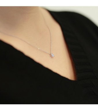 Lova Pırlanta 0.13 Karat Yuvarlak Kesim 14 Ayar Altın Tektaş 2030003 Pırlanta Kolye 42 Cm