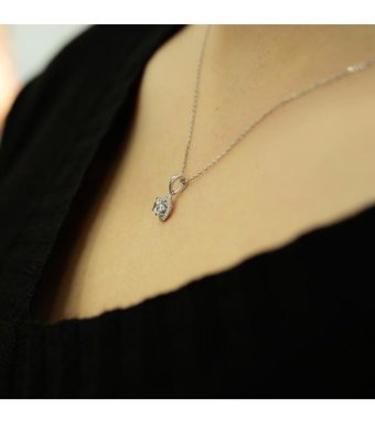 Lova Pırlanta 0.40 Karat Yuvarlak Kesim 14 Ayar Altın Tektaş 2010014 Pırlanta Kolye 42 Cm
