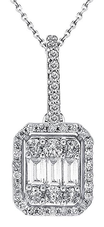 Lilarote 0.60 Karat Baget Kesim 18 Ayar Altın Tektaş Pırlanta Kolye 45 Cm