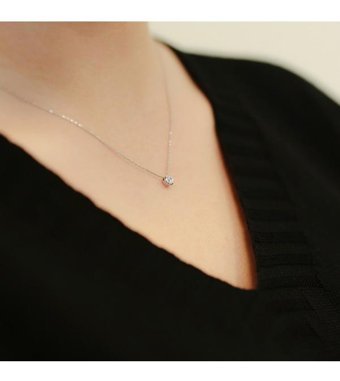 Lova Pırlanta 0.12 Karat Yuvarlak Kesim 14 Ayar Altın Tektaş 2040018 Pırlanta Kolye 42 Cm