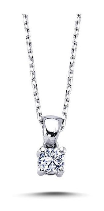 Lova Pırlanta 0.10 Karat Yuvarlak Kesim 14 Ayar Altın Tektaş 2040004 Pırlanta Kolye 42 Cm