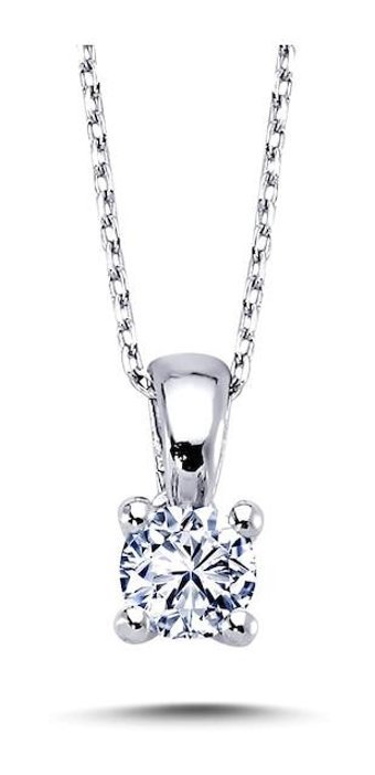 Lova Pırlanta 0.32 Karat Yuvarlak Kesim 14 Ayar Altın Tektaş 2040010 Pırlanta Kolye 42 Cm