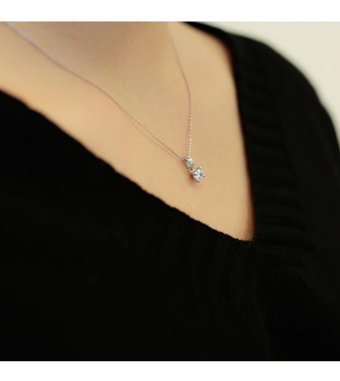 Lova Pırlanta 0.32 Karat Yuvarlak Kesim 14 Ayar Altın Tektaş 2040010 Pırlanta Kolye 42 Cm