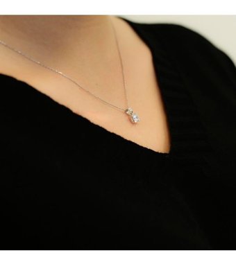 Lova Pırlanta 0.42 Karat Yuvarlak Kesim 14 Ayar Altın Tektaş 2070005 Pırlanta Kolye 42 Cm