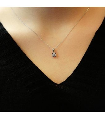 Lova Pırlanta 0.30 Karat Yuvarlak Kesim 14 Ayar Altın Tektaş 2010010 Pırlanta Kolye 42 Cm