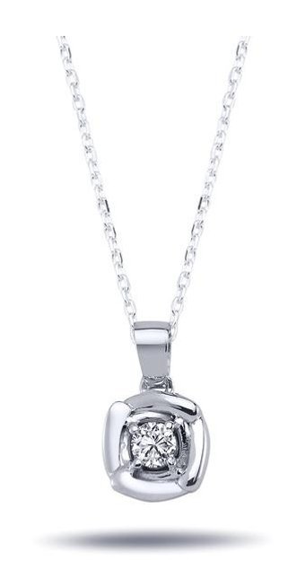Lova Pırlanta 0.13 Karat Yuvarlak Kesim 14 Ayar Altın Tektaş 2070025 Pırlanta Kolye 42 Cm
