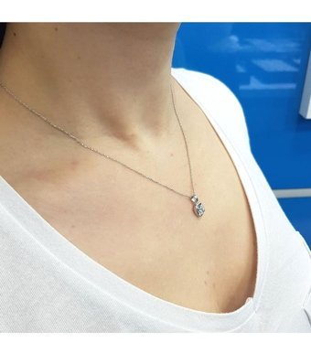Lova Pırlanta 0.13 Karat Yuvarlak Kesim 14 Ayar Altın Tektaş 2070025 Pırlanta Kolye 42 Cm