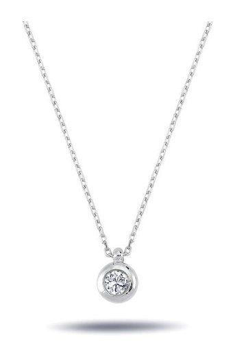 Lova Pırlanta 0.19 Karat Yuvarlak Kesim 14 Ayar Altın Tektaş 2060023 Pırlanta Kolye 42 Cm