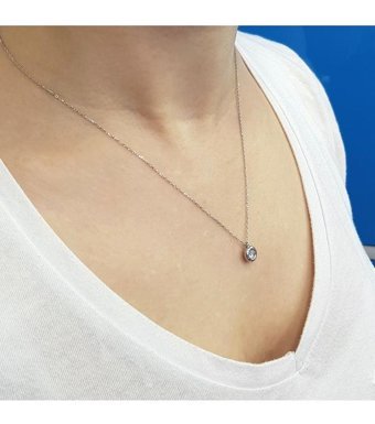 Lova Pırlanta 0.19 Karat Yuvarlak Kesim 14 Ayar Altın Tektaş 2060023 Pırlanta Kolye 42 Cm