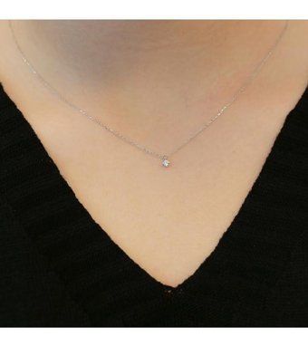 Lova Pırlanta 0.06 Karat Yuvarlak Kesim 14 Ayar Altın Tektaş 2030007 Pırlanta Kolye 42 Cm