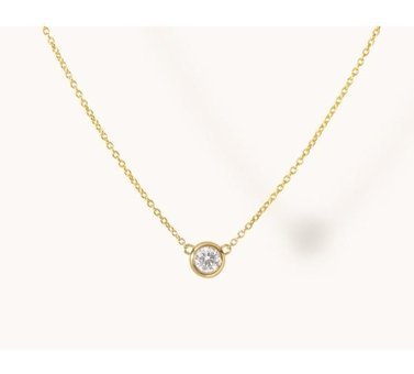 Modakulesi 0.40 Karat Yuvarlak Kesim Sertifikalı 14 Ayar Altın Pırlanta Kolye 45 Cm